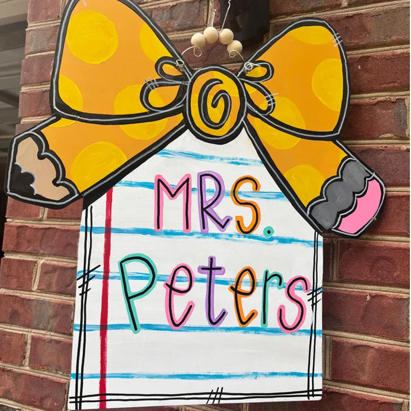 Teacher Door Hanger Pencil Bow | New Teacher Door Hanger