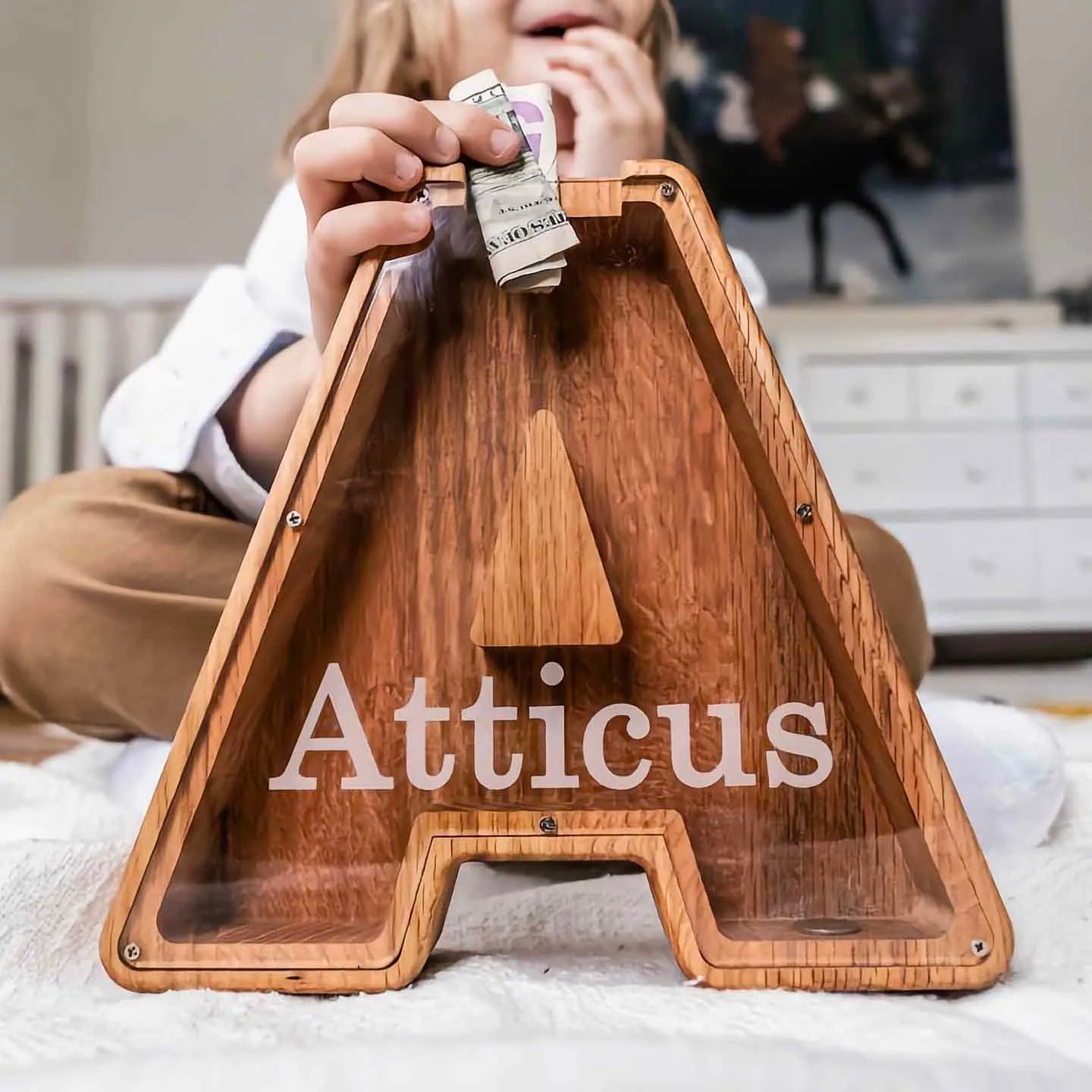 Personalized Boy/Girl Piggy Bank - Wood Gift For Kids