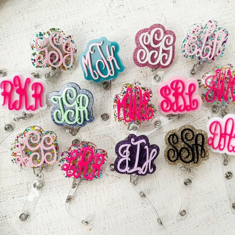 Badge Reel, Nurse Badge Reel, Teacher Badge Reel, Monogram