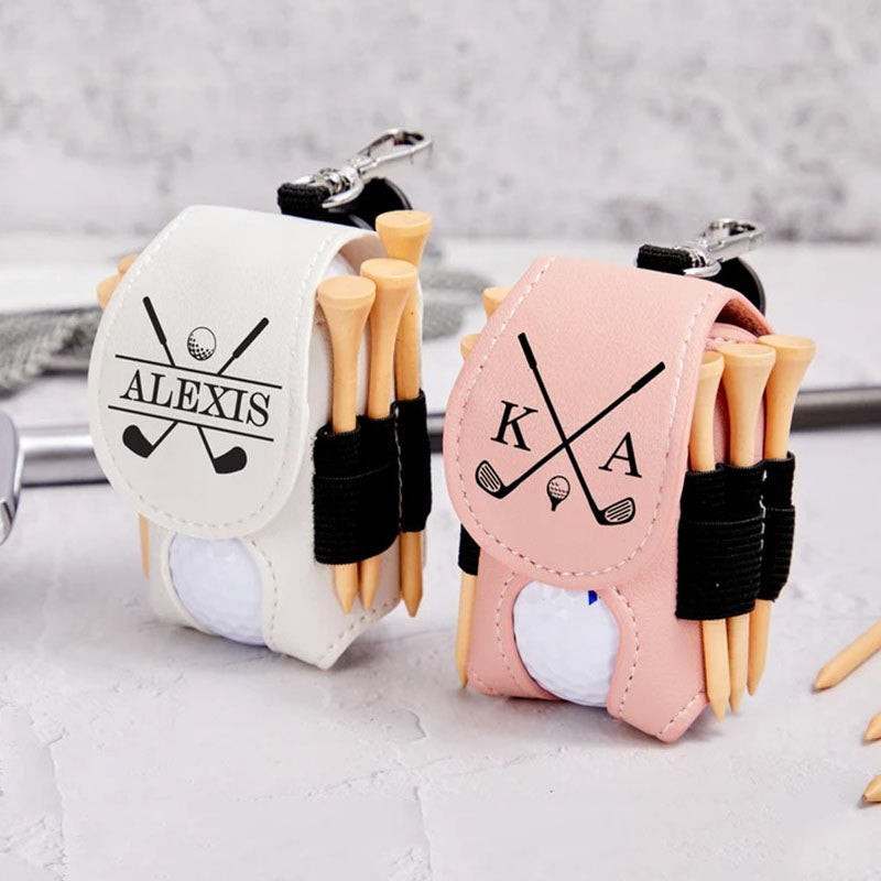 Leather Personalized Golf Ball Bag-Golf Ball And Tees Holder-Golf Holder-Accessories