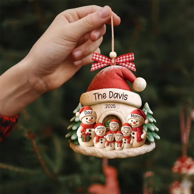 Personalized Snowman Ornament, Acrylic Family Christmas Tree Decor