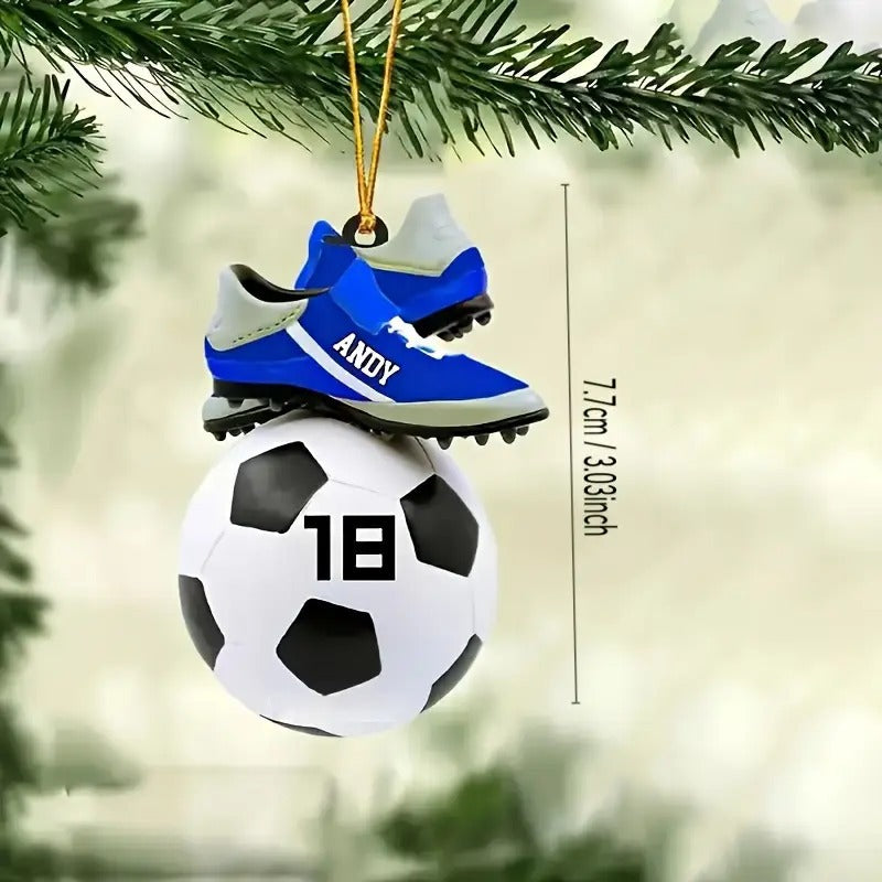 Personalized Soccer Christmas Ornament - Custom Name & Number