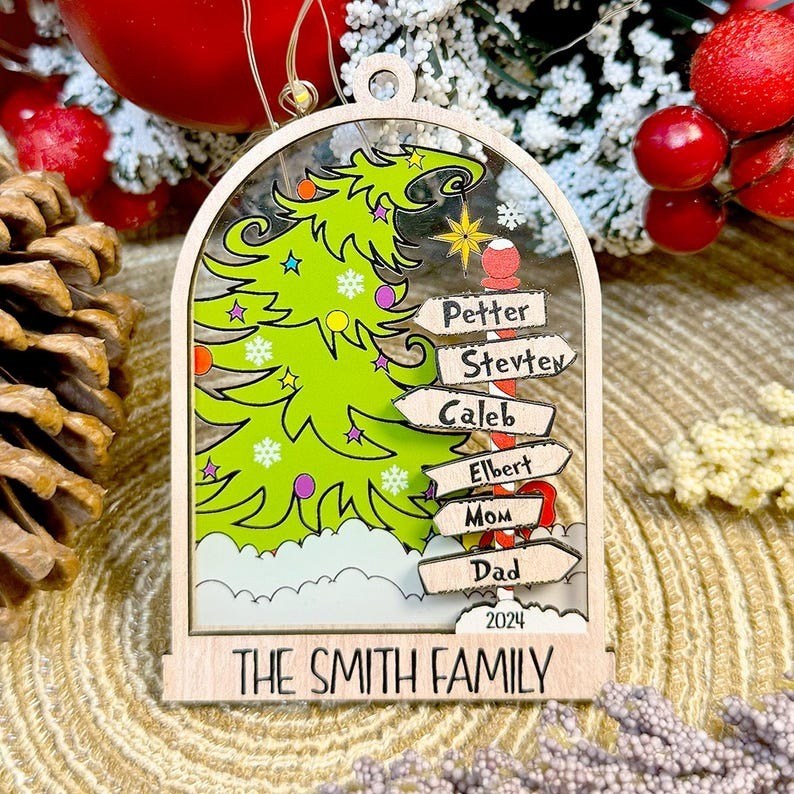 Personalized Family Christmas Ornament 2025, Custom Family Name Christmas Ornament