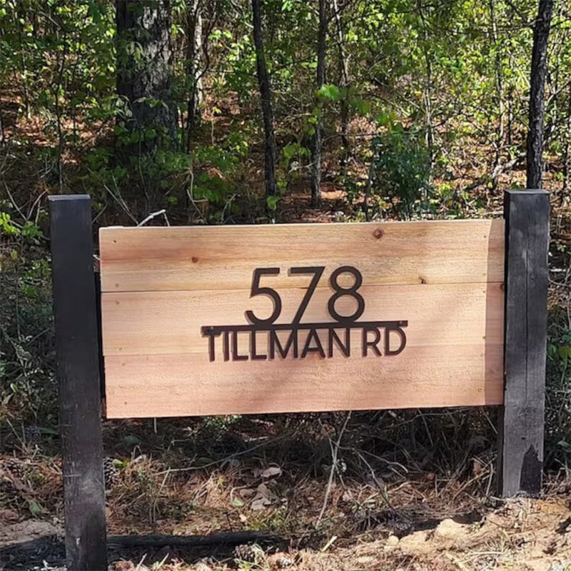 Modern Metal House Numbers With Street Name