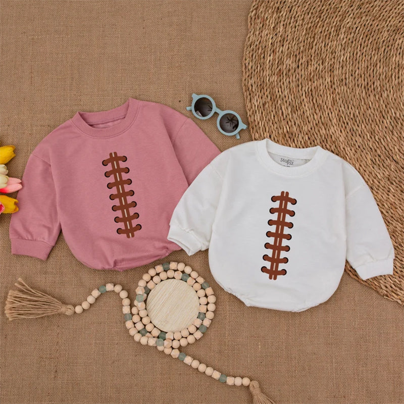 Personalized Football Baby Romper, Custom Name and Number Game Day