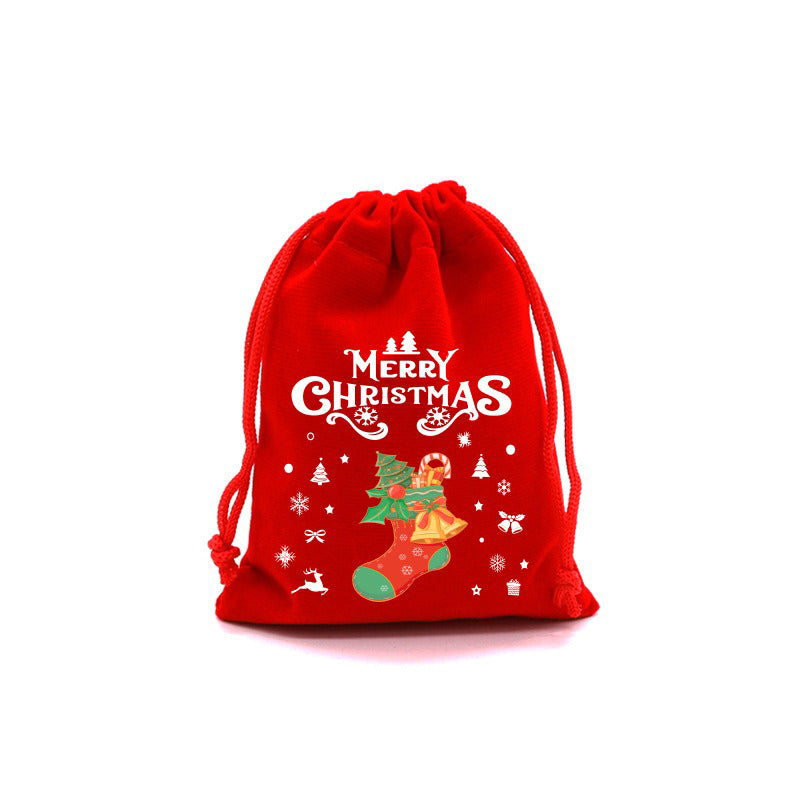10/20pcs Christmas Drawstring Velvet Bags Red Candy Biscuits Pouch Personalization name