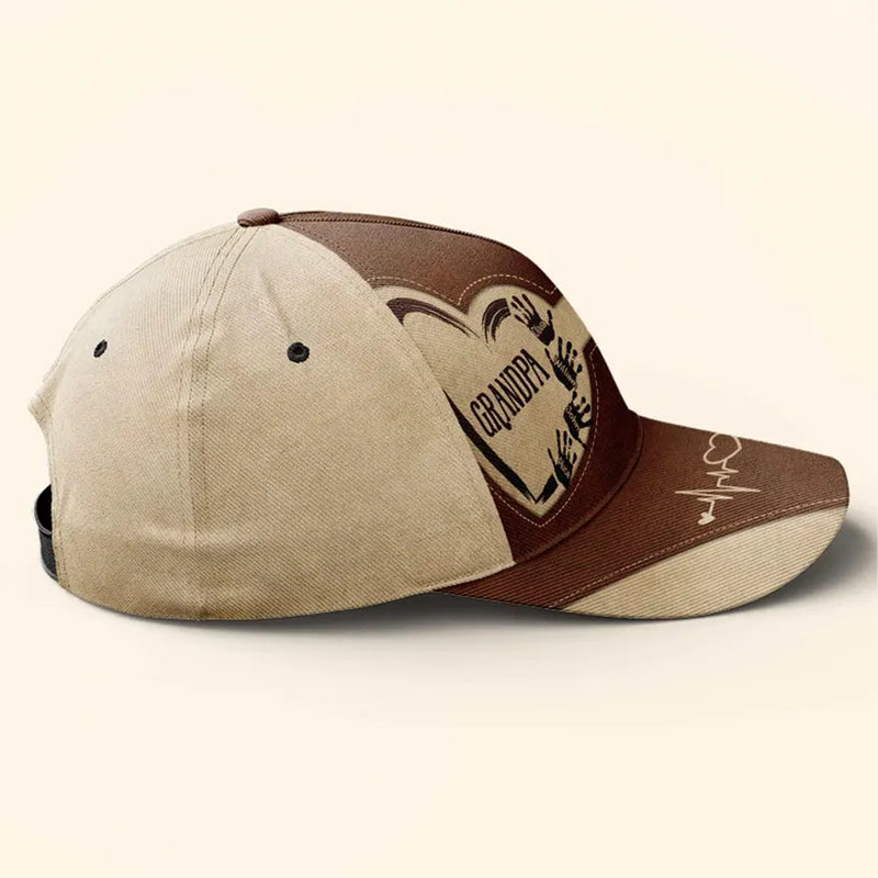 Personalized Grandpa Dad Kids Handprints Classic Cap, Father's Day Gift For Dad