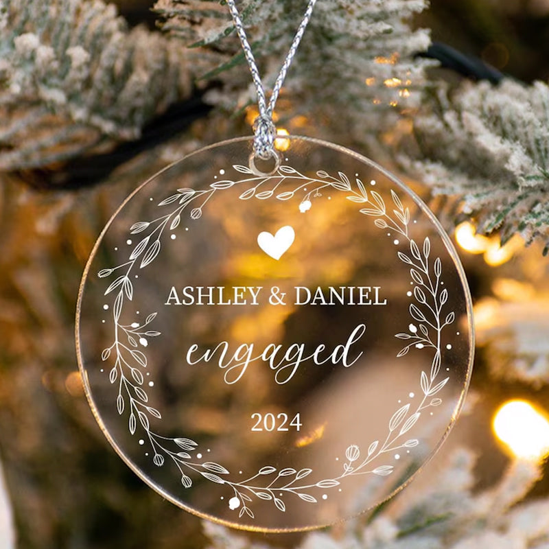 Personalized Engaged Ornament, Engagement Gift Ornament