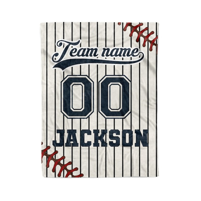 Personalized Baseball Blanket - Custom Name, Number