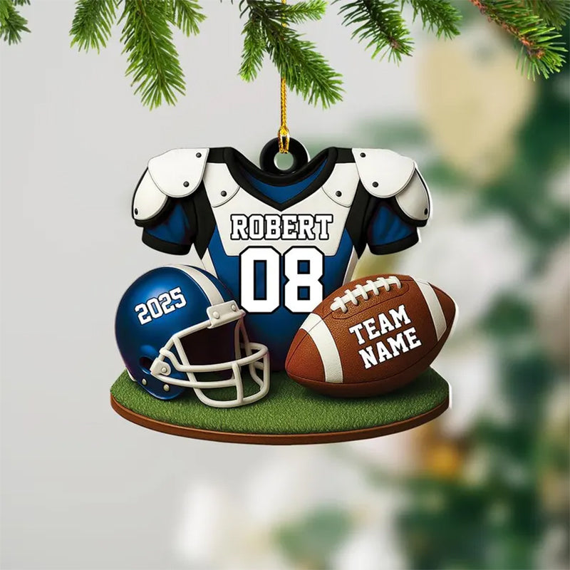 American Football Christmas Ornament, Custom Football Player Uniform Acrylic Ornament