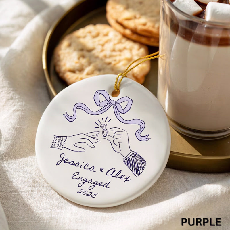 First Christmas Engaged Ornament 2025 Personalized Engagement Gift