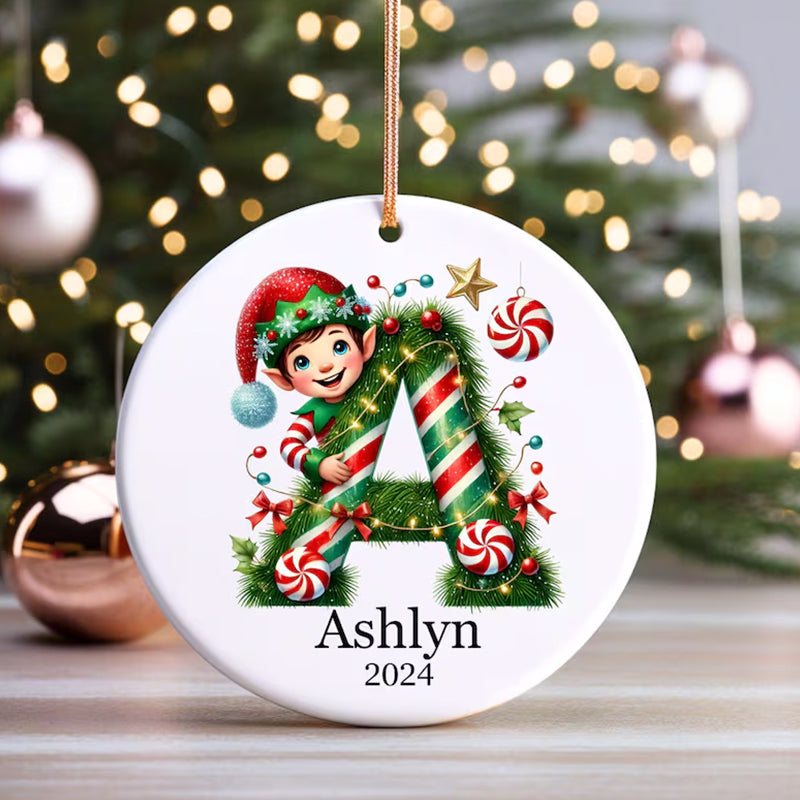 Personalized initial ornament, Custom Letter ornament