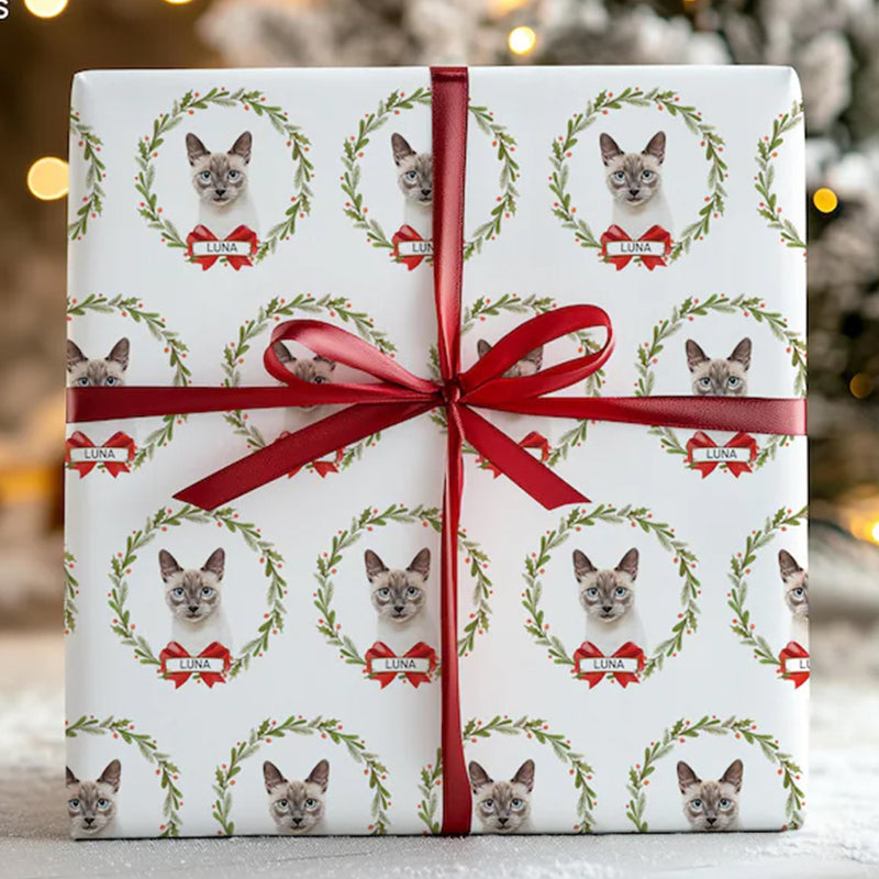 Custom Wrapping Paper Using Pet Photo Personalized Dog Christmas Wrapping Paper