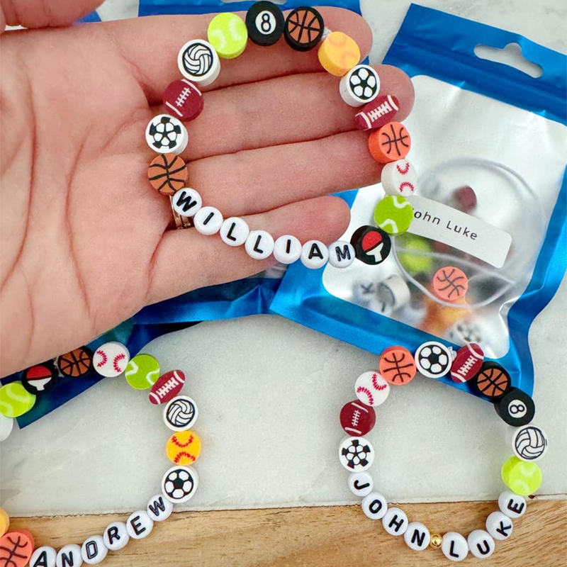 Sports party gifts, custom bracelets