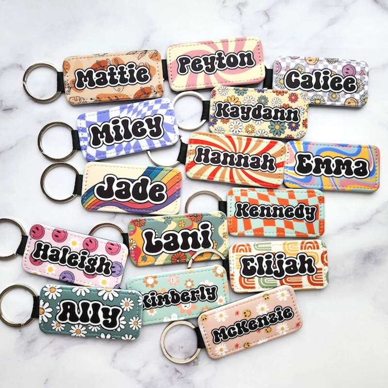 Personalized leather name keychain