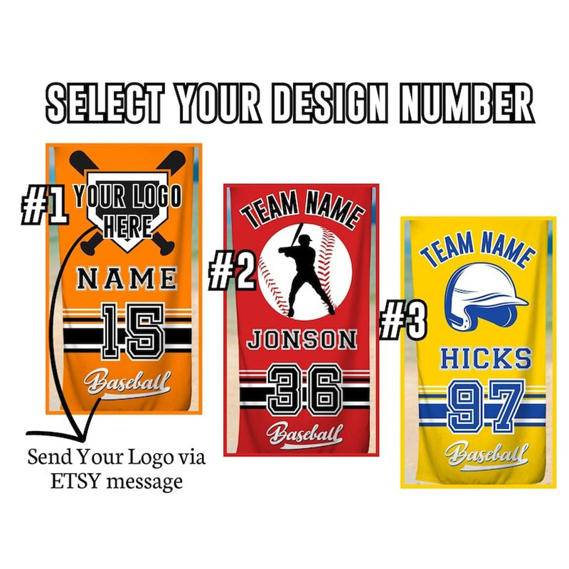 Custom Baseball Team LOGO Beach Towel, Baseball Player Gift
