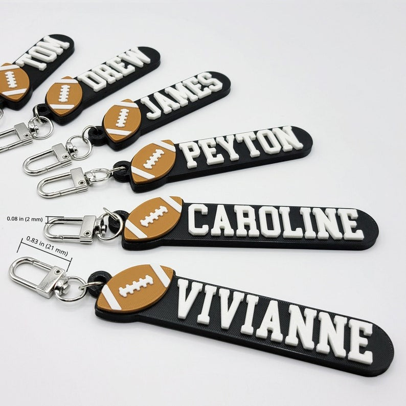 Personalized Football Keychains, Backpack Tags