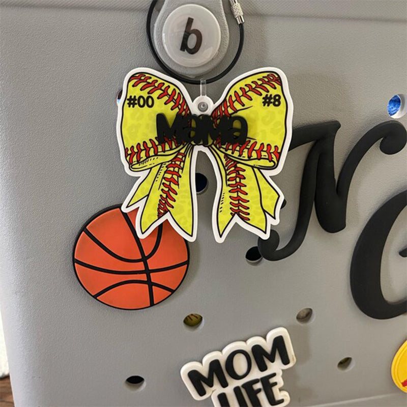 Softball Baseball Bogg Bag Tag, Softball Mom Bag Tassel and Charm
