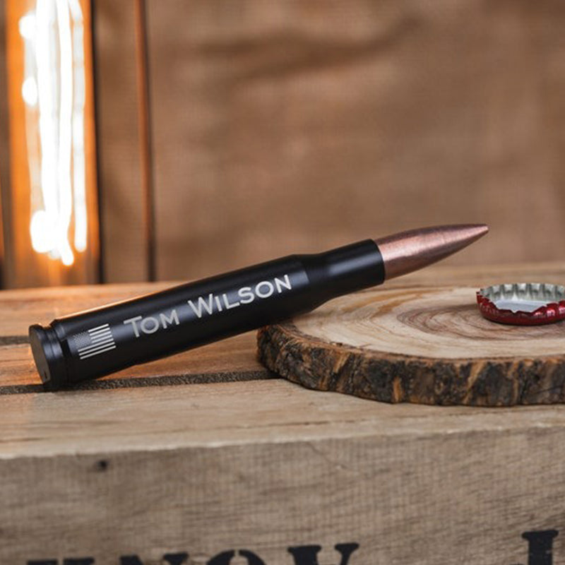 Personalized Bottle Opener 50 Caliber, Groomsman Gift Engraved Beer Bottle Opener
