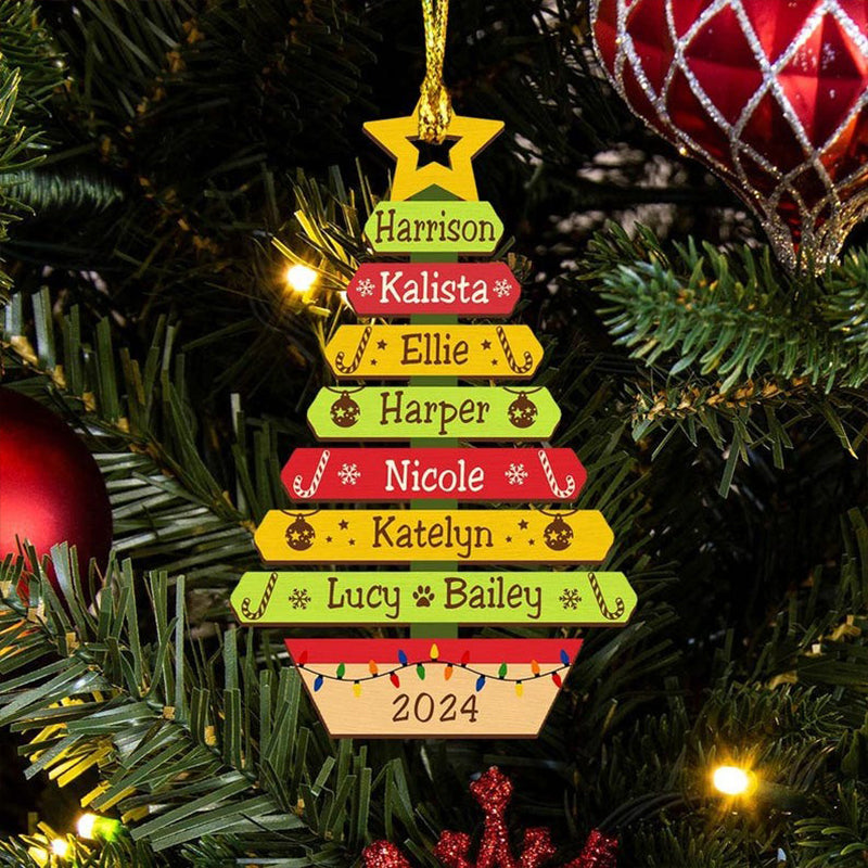 Custom Christmas Tree Ornament with Family Names, Family Christmas Ornament