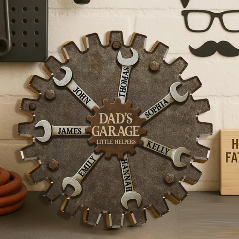 Personalized Garage Sign for Dad, Custom Father's Day Gift with Kids' Names