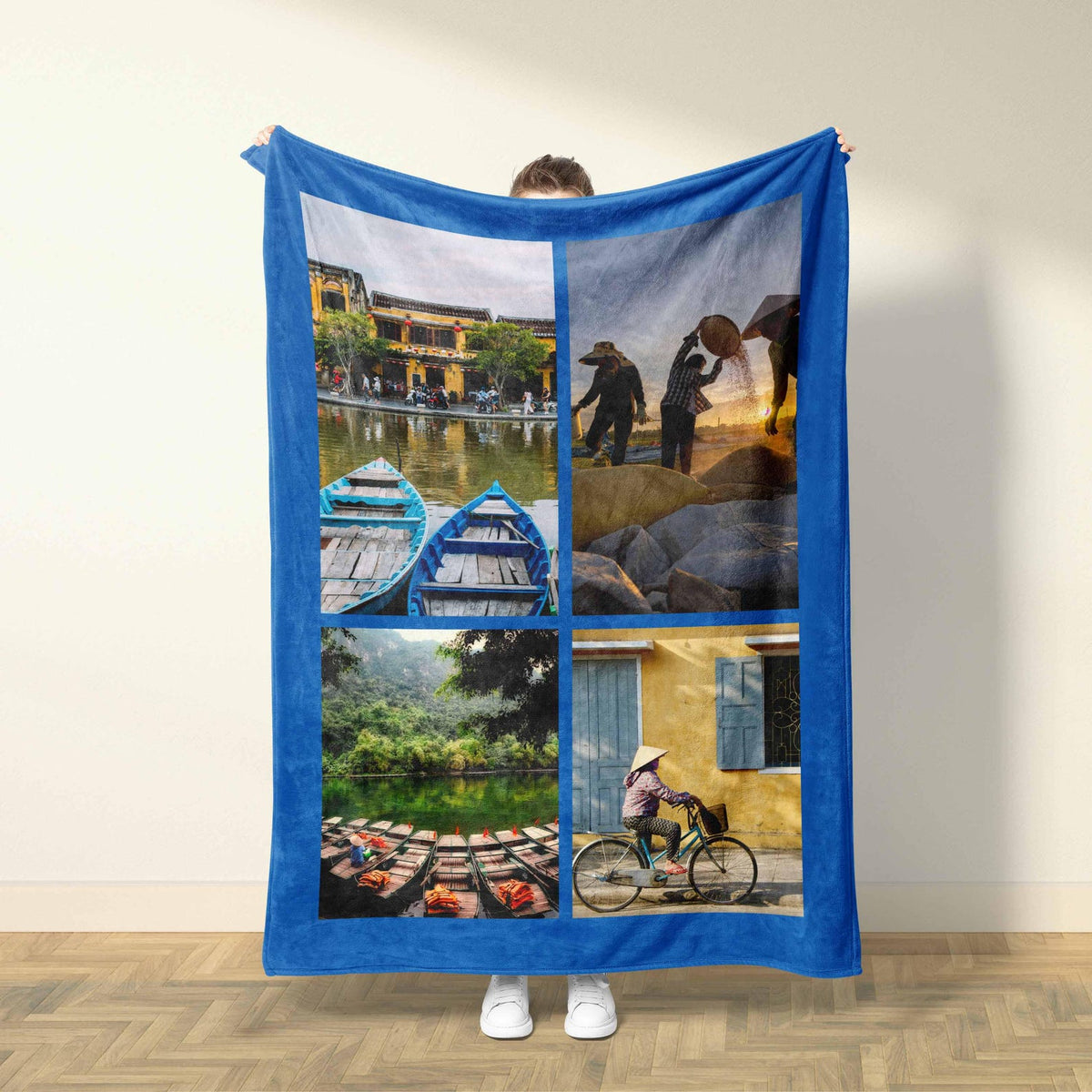 Custom Photo Collage Blanket, Minky or Sherpa Throw