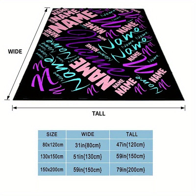 Custom Name or Text Blanket - Soft Polyester, All-Season Picnic Mat