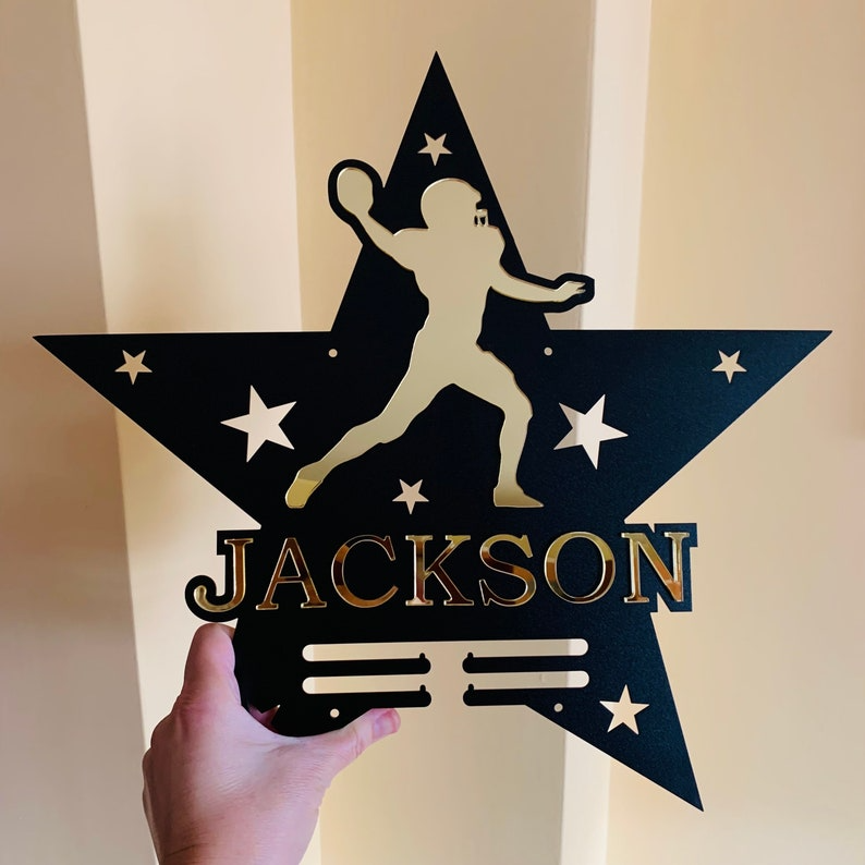 Personalized Football Medal Holder with Custom Name - American Football Player