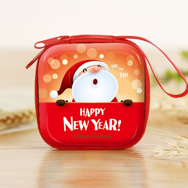 Personalization name Festive Red PVC Christmas Coin Purse