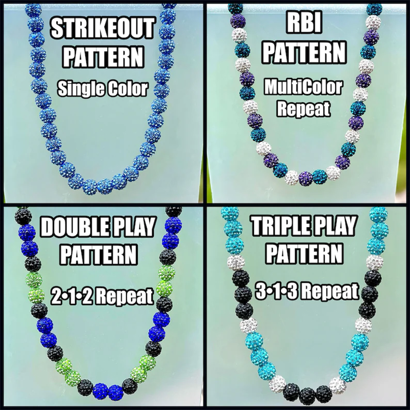 Custom Baseball Sparkle Beaded Necklace Bro Beads Baseball Rhinestone Necklace