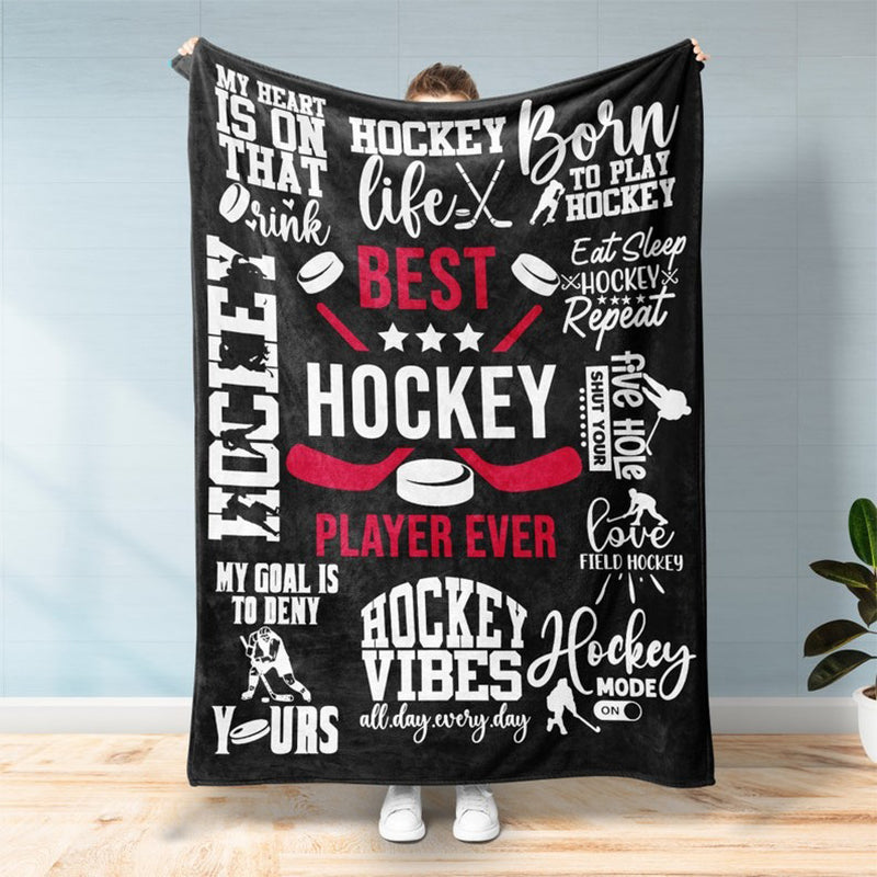 Hockey Blanket - Best Hockey Player Ever Fleece Sherpa Throw