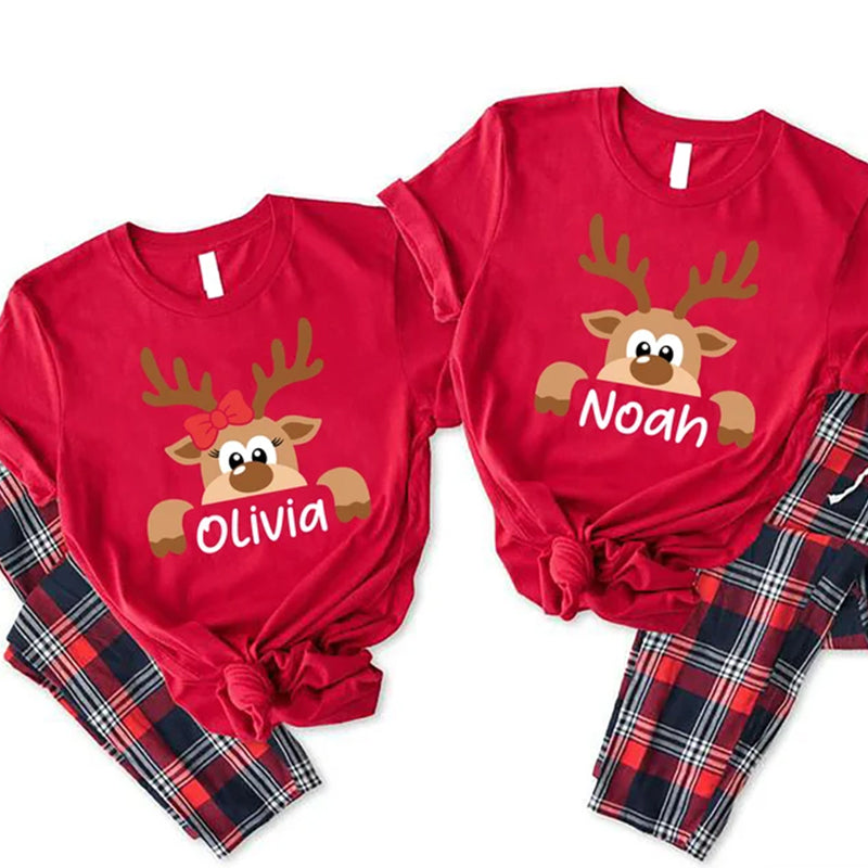 Reindeer Family Christmas Shirt,Personalized Christmas Family Shirt