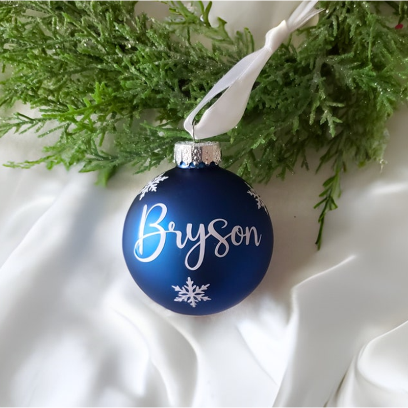 Personalized Christmas Glass Ornaments, Holiday Time