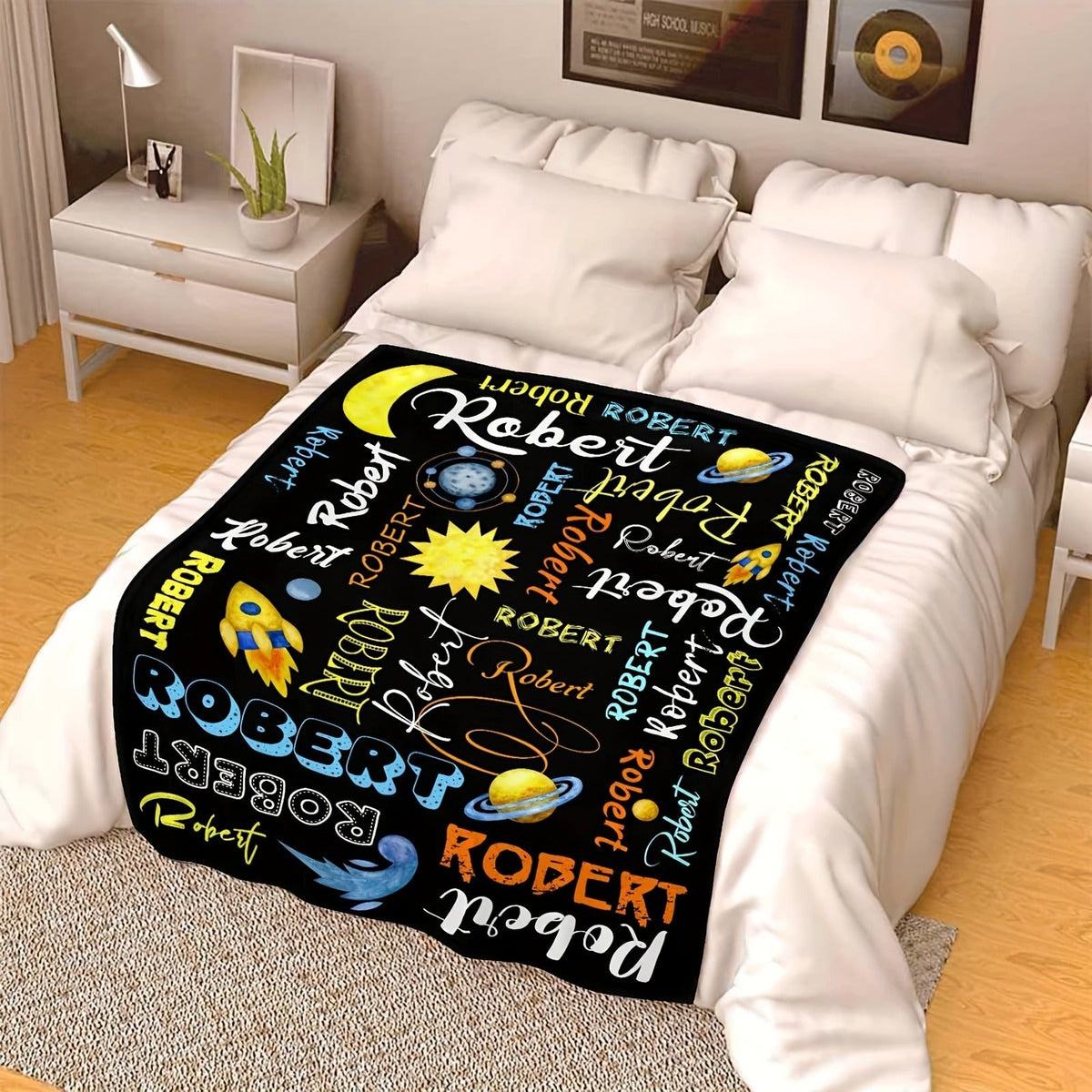 Custom Cartoon Name Blanket - Soft Flannel