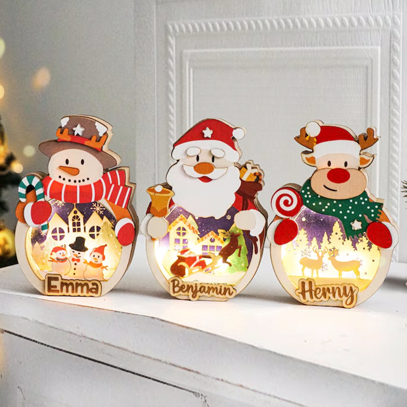 Custom Wooden Snowman/Santa/Reindeer Lantern