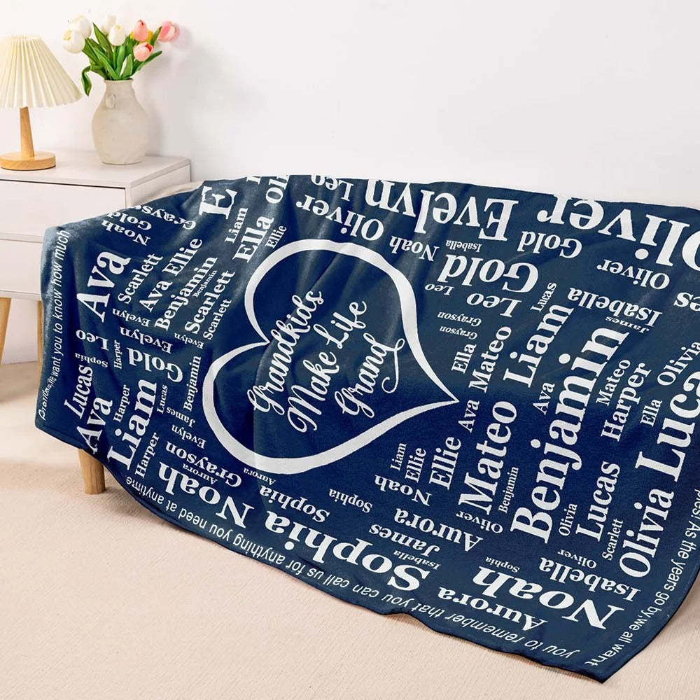 Personalized 1-16 Grandkid Names Blanket