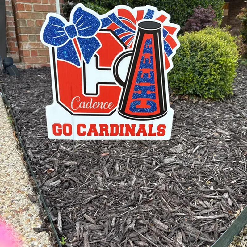 Football Yard Sign Personalized Cheer Squad Sign, Customize Name & Initial, School Colors