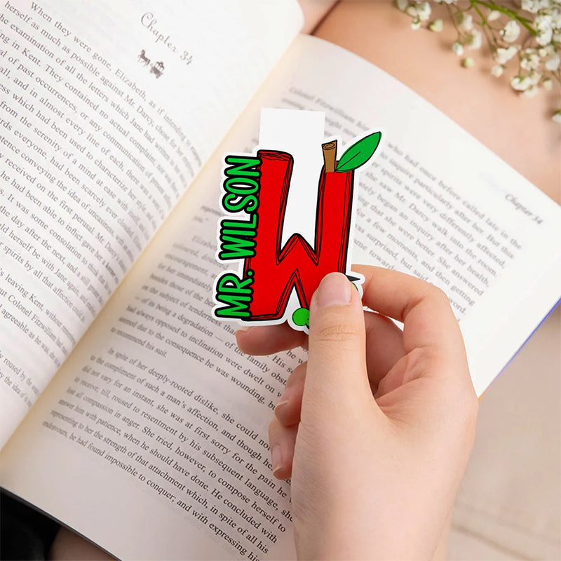 Personalized Stationery Initial Design Magnetic Bookmark Clip with Name Teacher