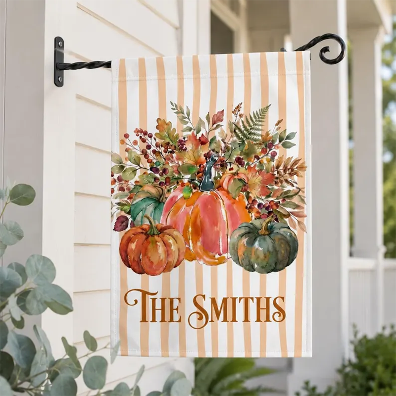 Personalized Watercolor Pumpkin Garden Flag