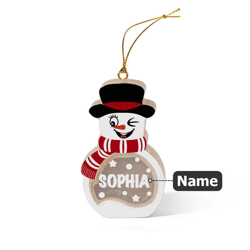 Personalized Snowman LED Wooden Ornament