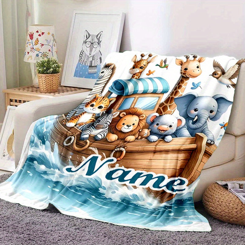 Personalized Animal-Themed Flannel Blanket