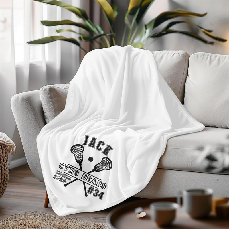 Personalized Football Lacrosse Volleyball Soccer Blanket Custom Soft Velveteen Plush Graduation Senior Gift