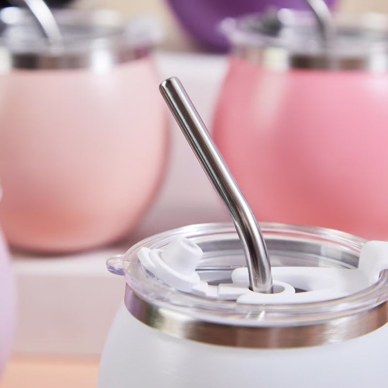 Personalized Mini Round Tumbler with Lid and Straw