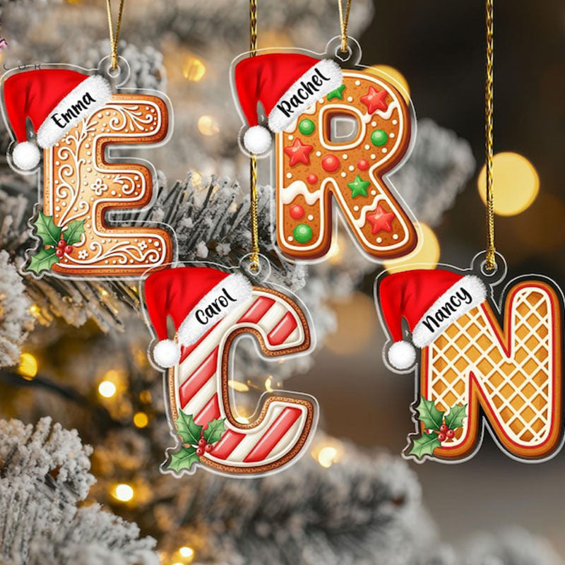 Personalized Gingerbread Alphabert Acrylic Ornament