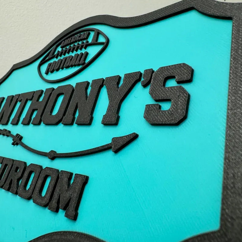Personalised 3d door sign for a kid's room, dual-colour bedroom door plaque