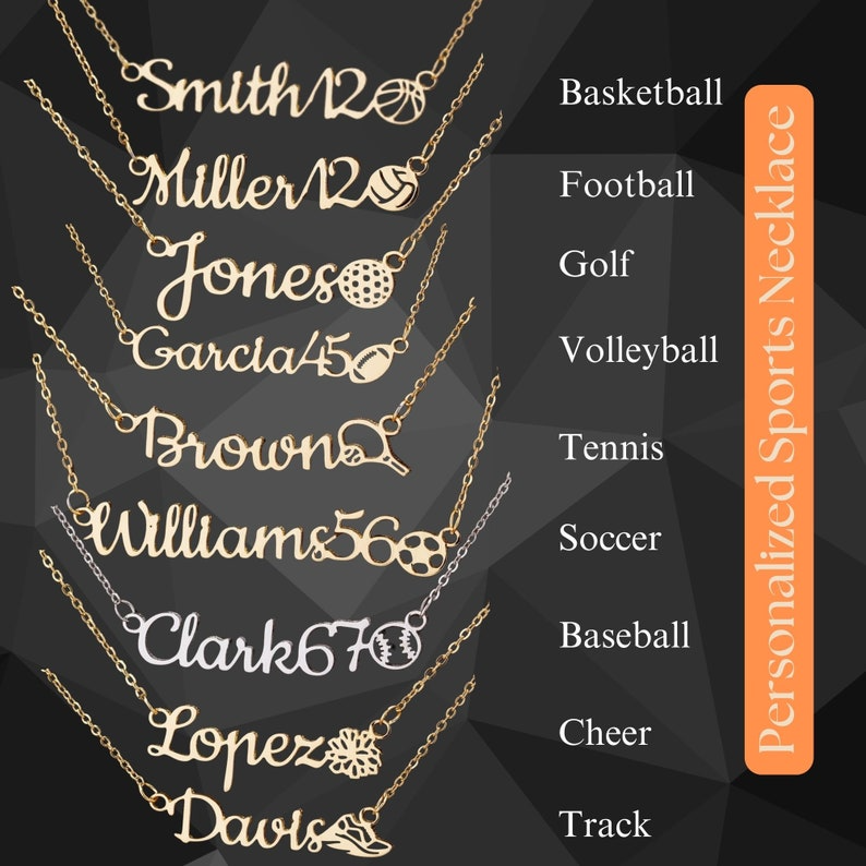 Personalized sports necklace, Sports lover gift necklace