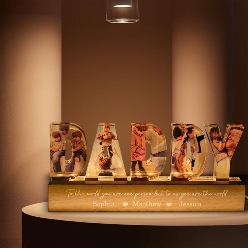 Daddy To Us You Are The World Photo Collage Personalized LED Night Light