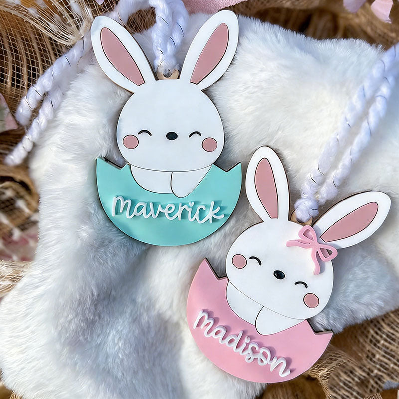 Cute Bunny Easter Name Tag, Easter Basket Tags, Easter Basket