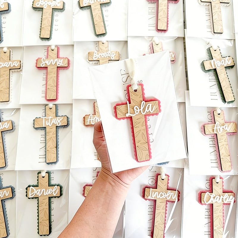 Personalized Easter Basket Tag, Custom Cross Tag, Easter Basket Name
