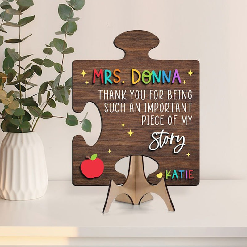 Personalized 3D Teacher Plaque, Teacher Appreciation Sign